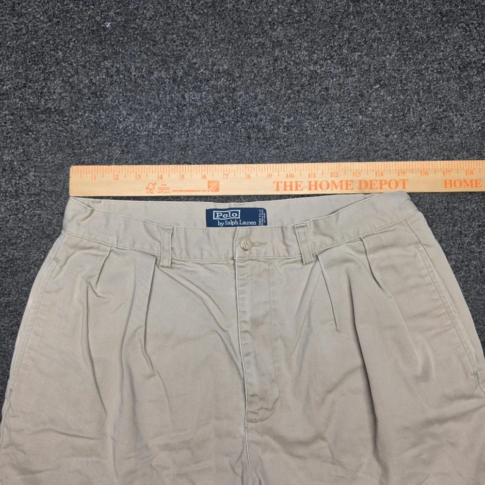 Polo Ralph Lauren Andrew Shorts Khaki Mens 33 Pleated Chino Cotton Tan Preppy